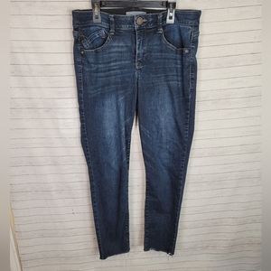 WIT & WISDOM DARK WASH RAW HEM JEANS, SZ 8